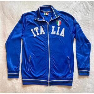 Italia Blue Track Jacket with Zip and Logo Patch Men's Size XXL Fits like XL